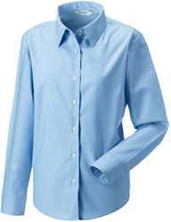  camicia manica lunga Donna Jerzees Russel senza taschino, aderente R-932F-0 oxford 640JZ8D E3Ssport.it Stampa RicamoE3Ssport  E3S